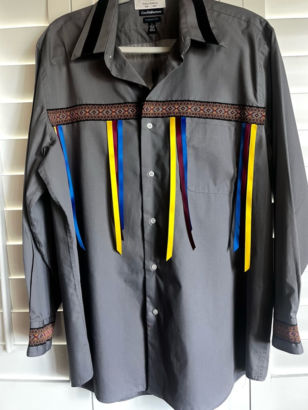Native American Men’s Ribbon Shirt. Size L
